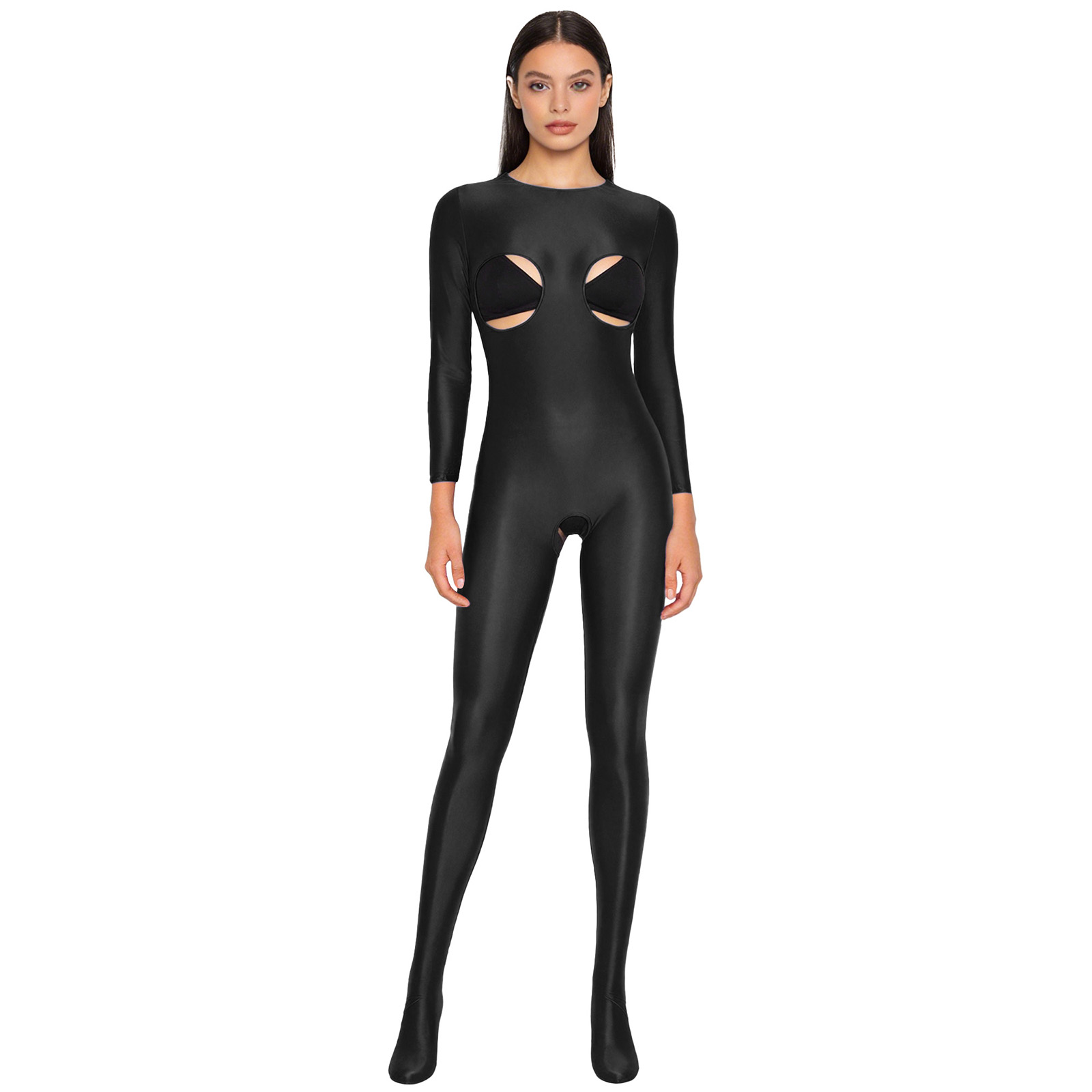 Women'S Formal Wear Jumpsuit - Dames glanzende rekbare unitard jumpsuit met
