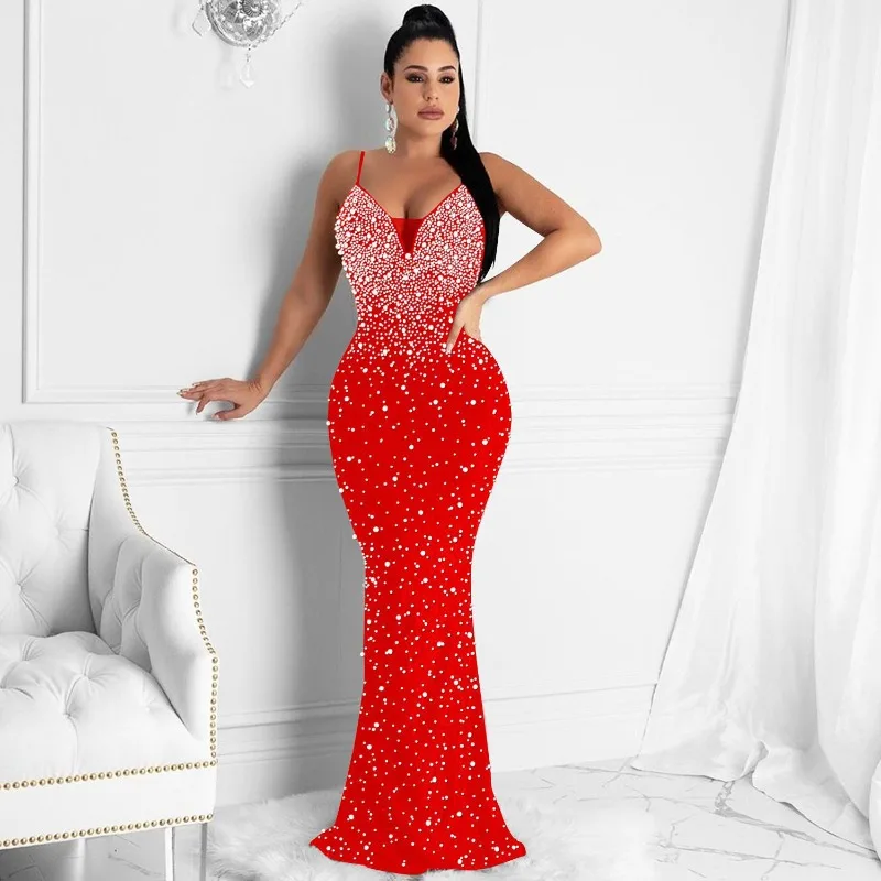 Formal Wear Gowns For Women - Elegante Kristallen Steentjes Parels Zeemeermin Maxi