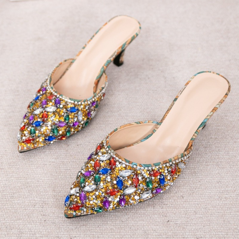 Kitten Heel Women - Luxe Strass Kitten Hak Slippers Vrouwen
