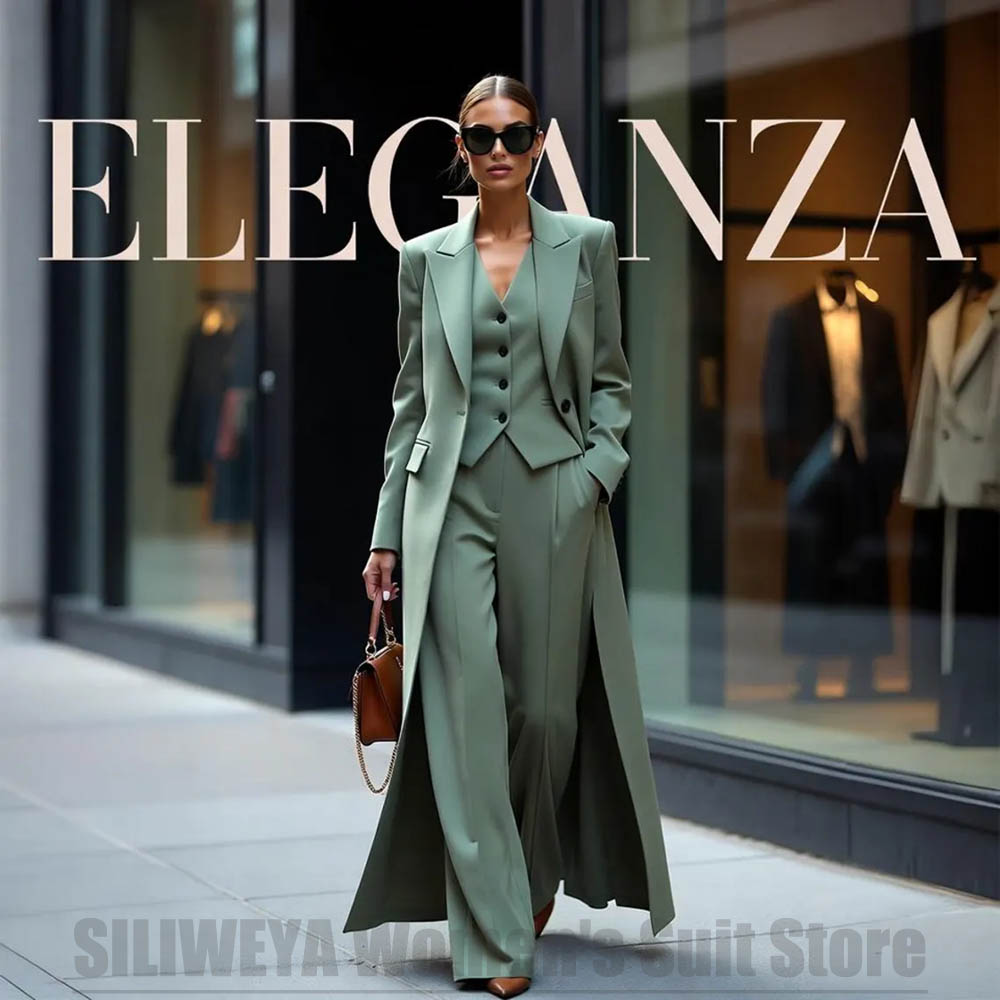 Women'S Formal Wear Pants Suit - Chique damespak driedelig met piek revers,