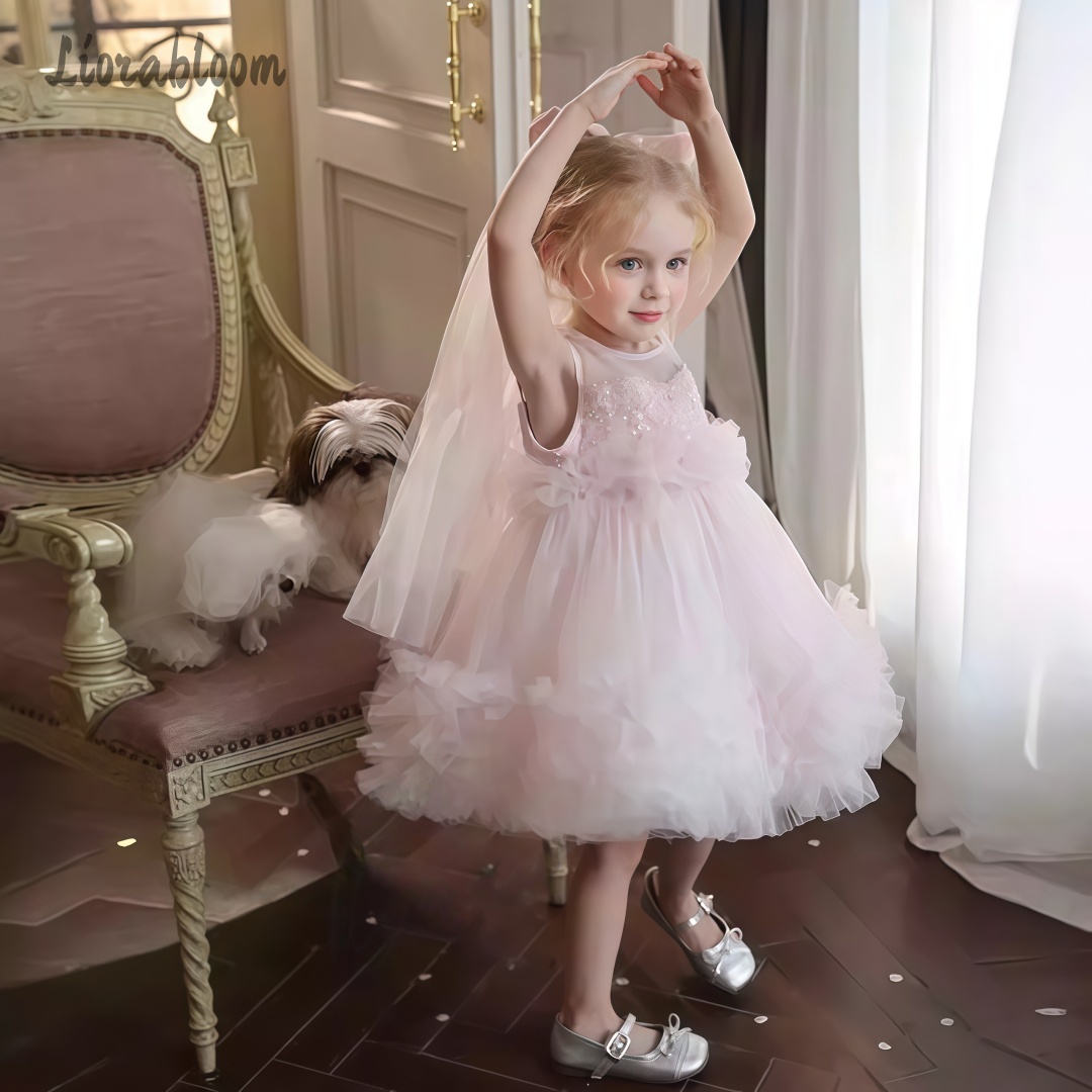 Women Formal Wear H&M - Tulejurk voor meisjes, gelaagde rok, bloemenmeisjesjurk,