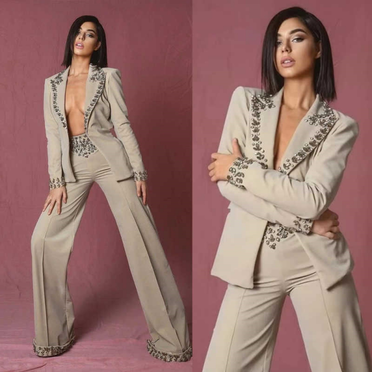 Women'S Formal Wear Jackets - Verbazingwekkende strass damespak 2-delig blazer broek