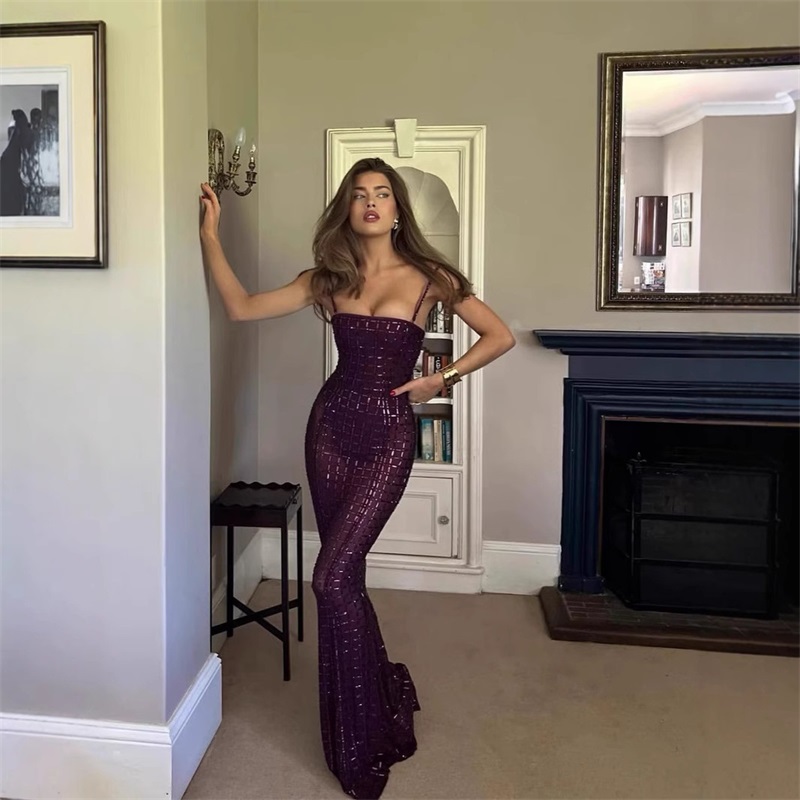 Formal Wear Gowns For Women - Paars Kristal Vrouwen Prom Jurk Sexy