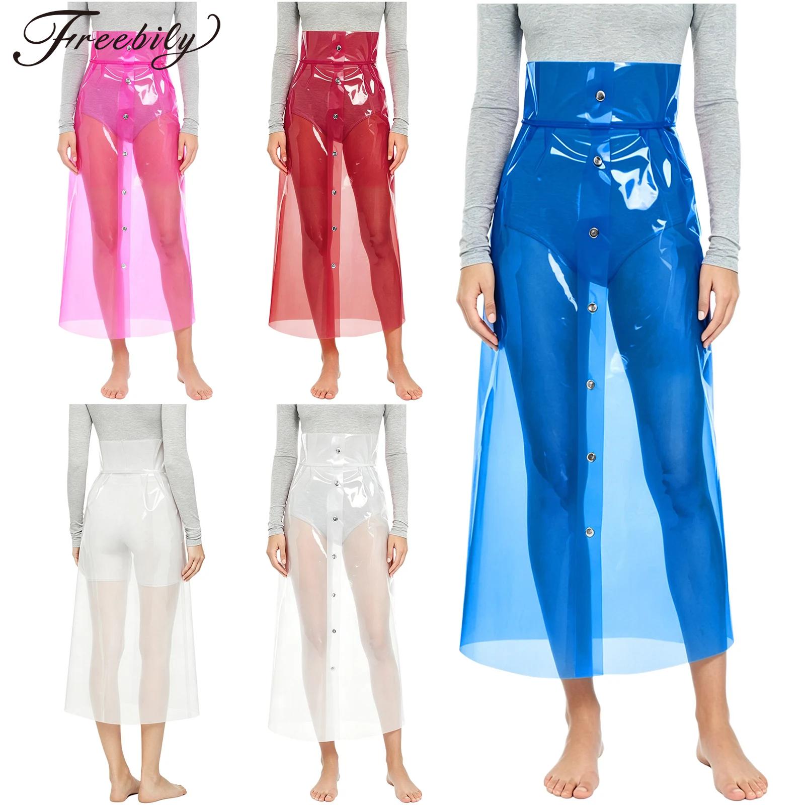 Pencil Skirt Midi - Dames doorzichtige PVC-rok met hoge taille