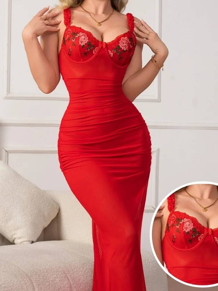 Rode jurk met ruches en riem B - Women Formal Wear H&M recensie en prijs