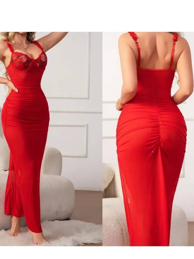 Rode jurk met ruches en riem B - Women Formal Wear H&M recensie en prijs