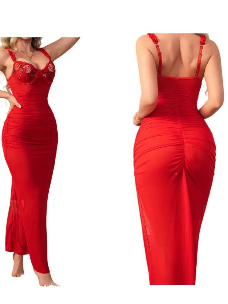 Rode jurk met ruches en riem B - Women Formal Wear H&M recensie en prijs