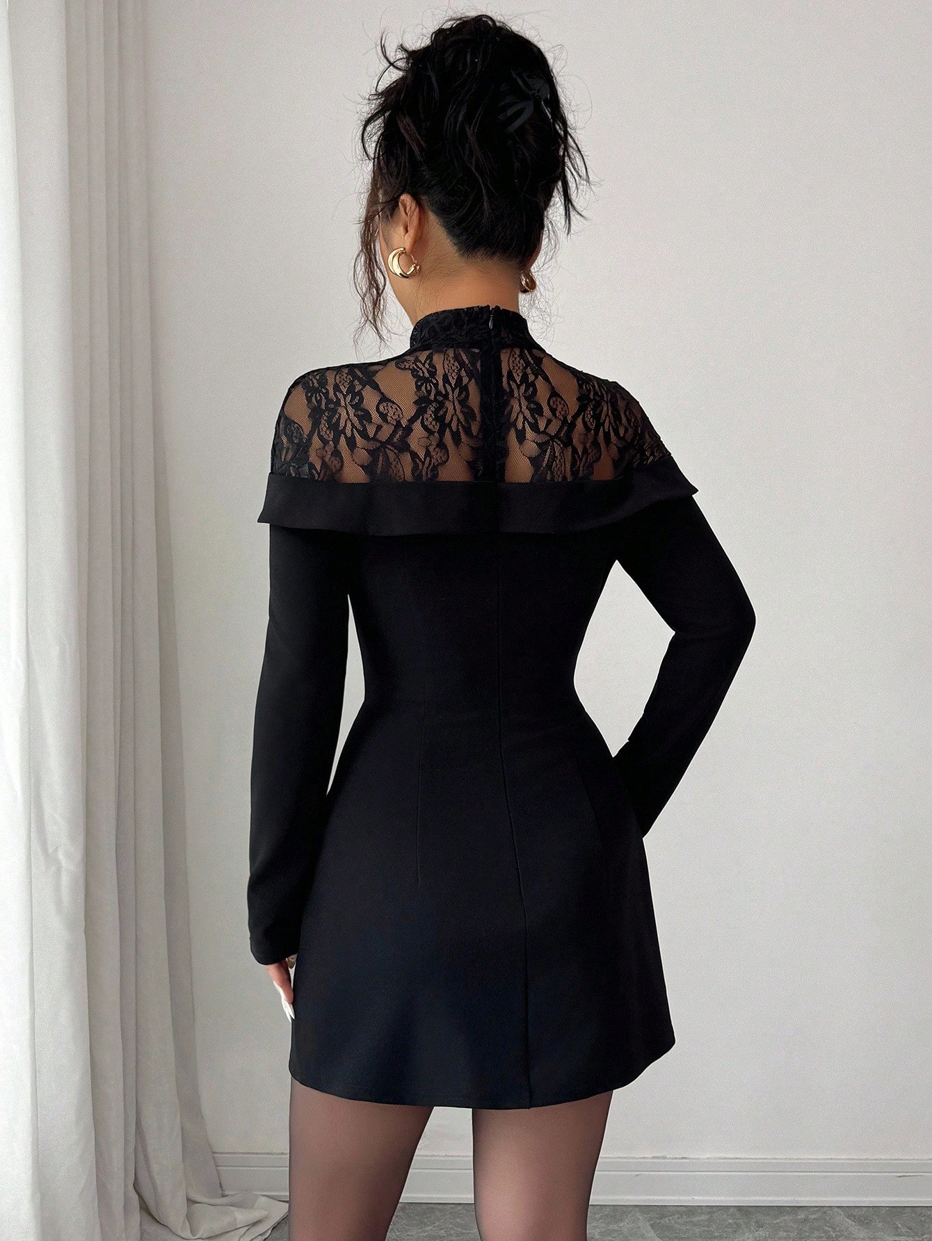Zwarte kanten mini-jurk met la - Formal Wear Gowns For Women recensie en prijs